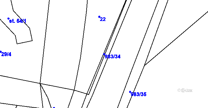 Parcela st. 983/34 v KÚ Dehtín, Katastrální mapa