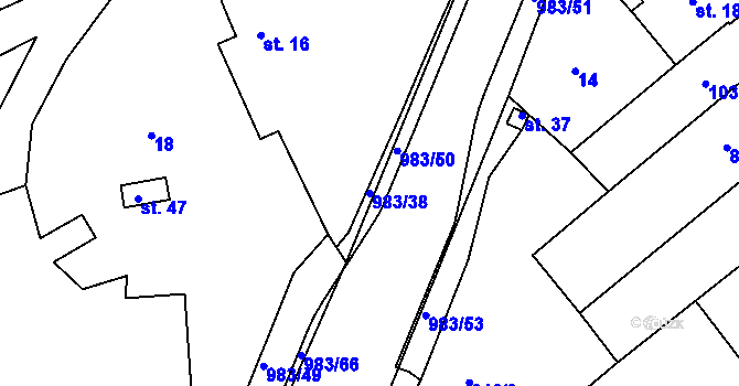 Parcela st. 983/38 v KÚ Dehtín, Katastrální mapa