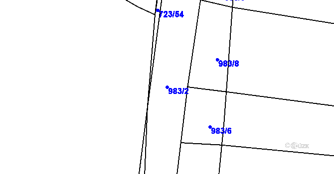 Parcela st. 983/2 v KÚ Dehtín, Katastrální mapa