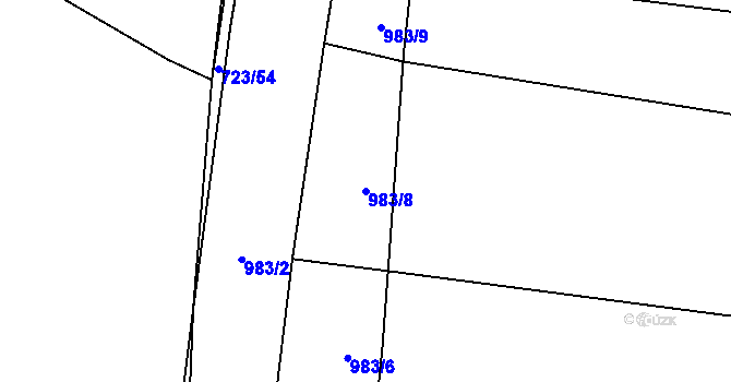 Parcela st. 983/8 v KÚ Dehtín, Katastrální mapa