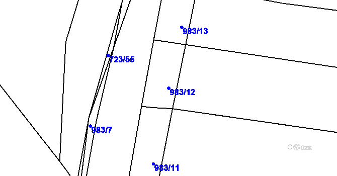 Parcela st. 983/12 v KÚ Dehtín, Katastrální mapa