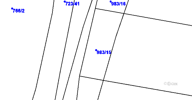 Parcela st. 983/15 v KÚ Dehtín, Katastrální mapa
