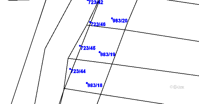 Parcela st. 983/19 v KÚ Dehtín, Katastrální mapa