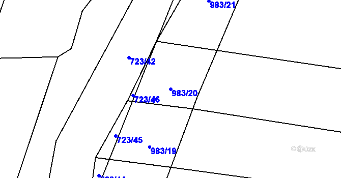Parcela st. 983/20 v KÚ Dehtín, Katastrální mapa