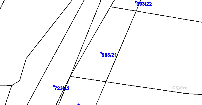 Parcela st. 983/21 v KÚ Dehtín, Katastrální mapa