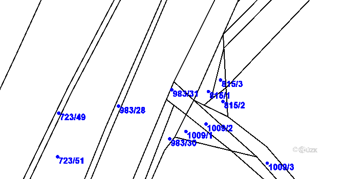 Parcela st. 983/31 v KÚ Dehtín, Katastrální mapa