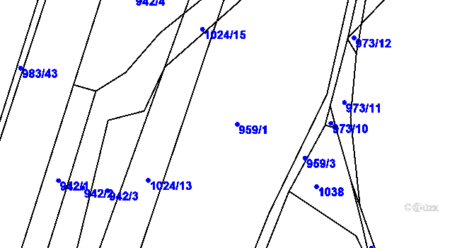 Parcela st. 959/1 v KÚ Dehtín, Katastrální mapa