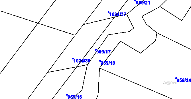 Parcela st. 959/17 v KÚ Dehtín, Katastrální mapa