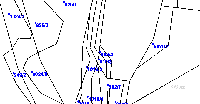 Parcela st. 919/4 v KÚ Dehtín, Katastrální mapa