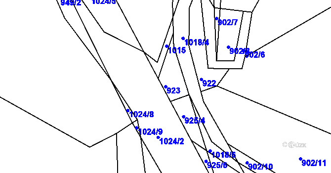 Parcela st. 923 v KÚ Dehtín, Katastrální mapa