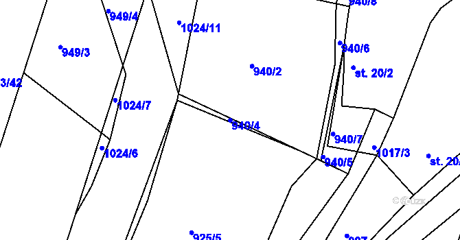 Parcela st. 940/4 v KÚ Dehtín, Katastrální mapa