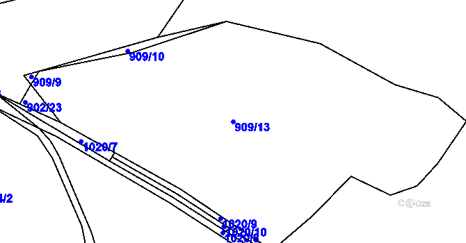 Parcela st. 909/13 v KÚ Dehtín, Katastrální mapa