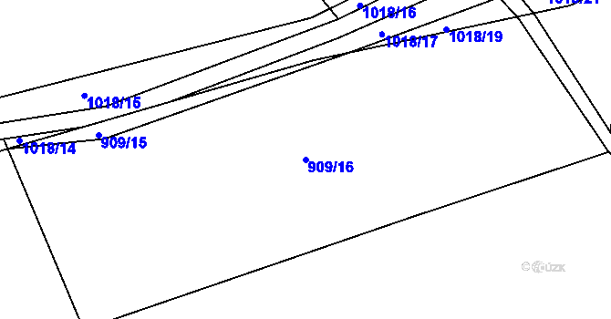 Parcela st. 909/16 v KÚ Dehtín, Katastrální mapa