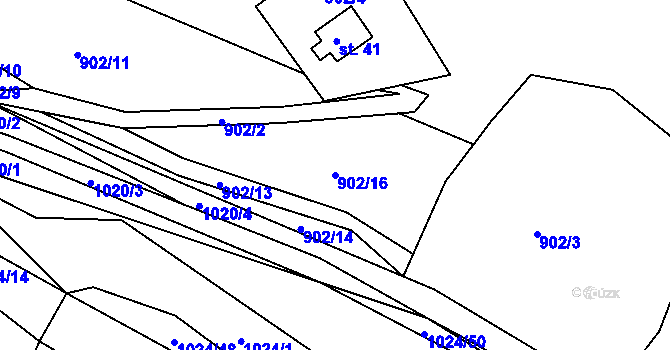 Parcela st. 902/16 v KÚ Dehtín, Katastrální mapa
