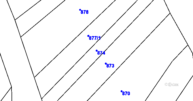 Parcela st. 874 v KÚ Dehtín, Katastrální mapa