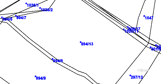 Parcela st. 894/13 v KÚ Dehtín, Katastrální mapa