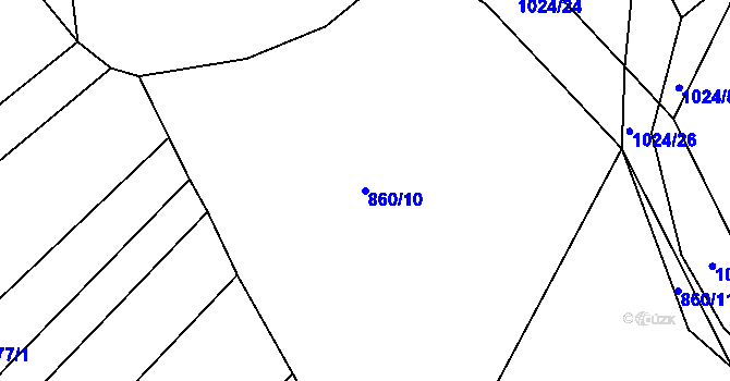 Parcela st. 860/10 v KÚ Dehtín, Katastrální mapa