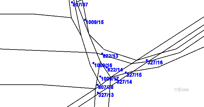Parcela st. 822/13 v KÚ Dehtín, Katastrální mapa