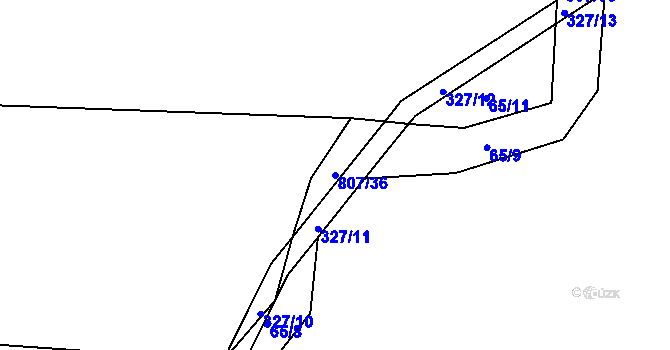 Parcela st. 807/36 v KÚ Dehtín, Katastrální mapa