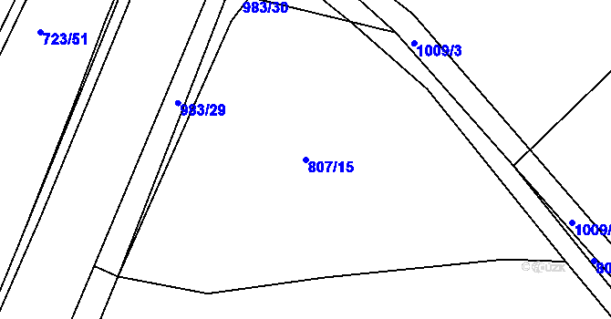 Parcela st. 807/15 v KÚ Dehtín, Katastrální mapa