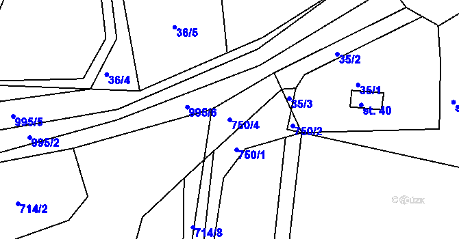 Parcela st. 750/4 v KÚ Dehtín, Katastrální mapa