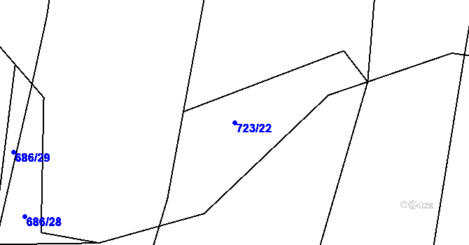 Parcela st. 723/22 v KÚ Dehtín, Katastrální mapa