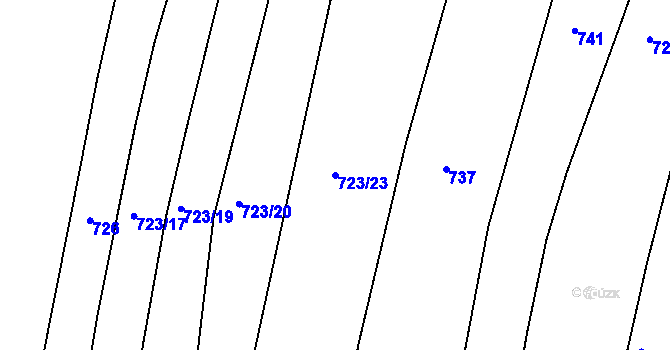 Parcela st. 723/23 v KÚ Dehtín, Katastrální mapa