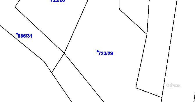 Parcela st. 723/29 v KÚ Dehtín, Katastrální mapa