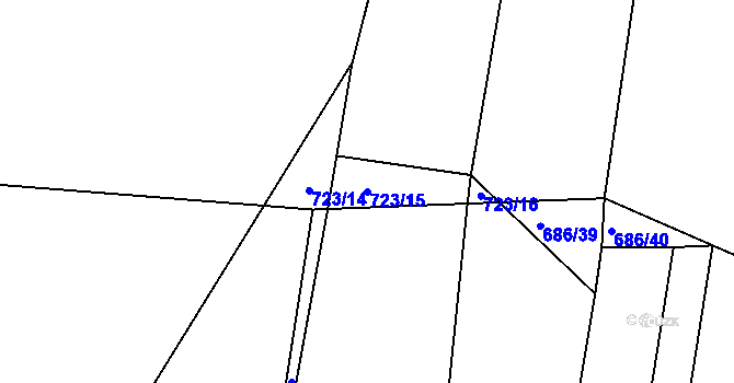 Parcela st. 723/15 v KÚ Dehtín, Katastrální mapa