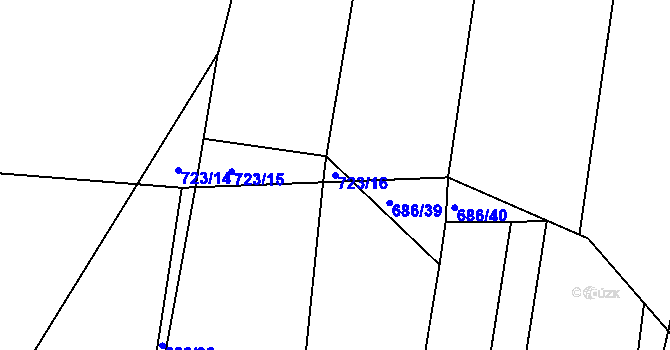Parcela st. 723/16 v KÚ Dehtín, Katastrální mapa