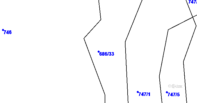 Parcela st. 686/33 v KÚ Dehtín, Katastrální mapa