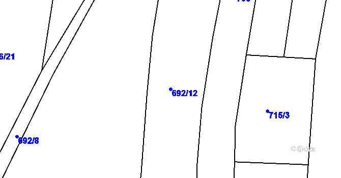 Parcela st. 692/12 v KÚ Dehtín, Katastrální mapa