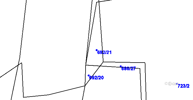 Parcela st. 692/21 v KÚ Dehtín, Katastrální mapa