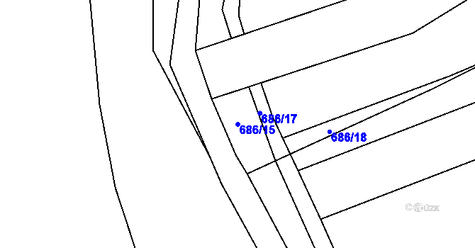 Parcela st. 686/15 v KÚ Dehtín, Katastrální mapa