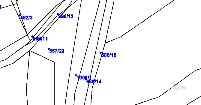 Parcela st. 686/16 v KÚ Dehtín, Katastrální mapa