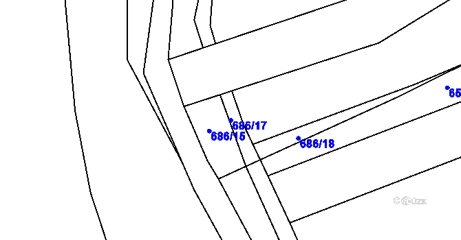 Parcela st. 686/17 v KÚ Dehtín, Katastrální mapa
