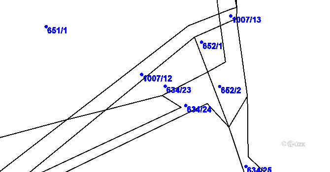 Parcela st. 634/23 v KÚ Dehtín, Katastrální mapa