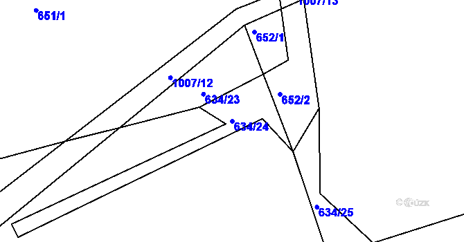 Parcela st. 634/24 v KÚ Dehtín, Katastrální mapa