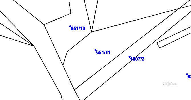 Parcela st. 651/11 v KÚ Dehtín, Katastrální mapa