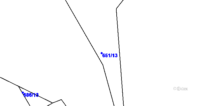 Parcela st. 651/13 v KÚ Dehtín, Katastrální mapa