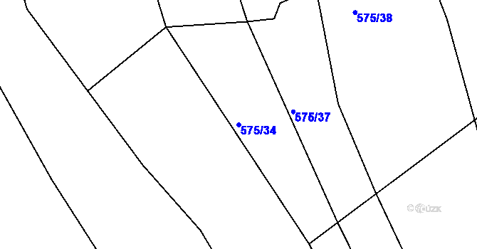 Parcela st. 575/34 v KÚ Dehtín, Katastrální mapa