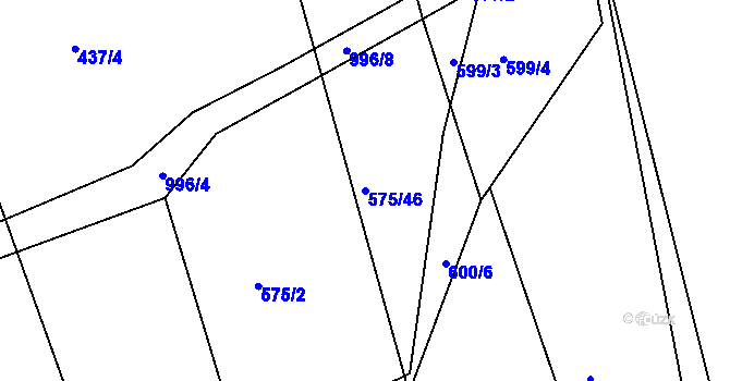 Parcela st. 575/46 v KÚ Dehtín, Katastrální mapa