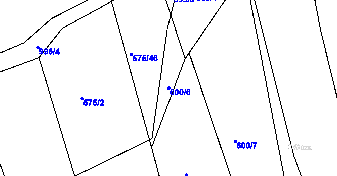 Parcela st. 600/6 v KÚ Dehtín, Katastrální mapa