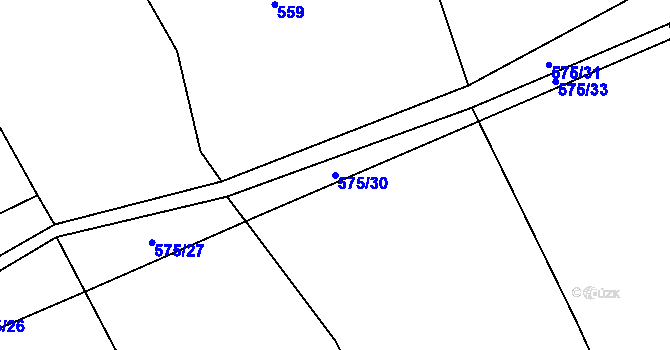 Parcela st. 575/30 v KÚ Dehtín, Katastrální mapa