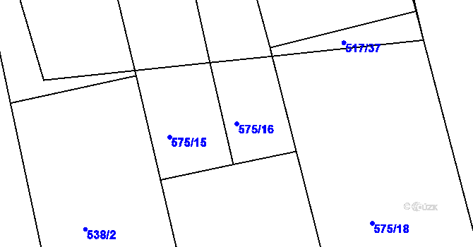 Parcela st. 575/16 v KÚ Dehtín, Katastrální mapa