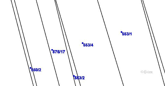 Parcela st. 553/4 v KÚ Dehtín, Katastrální mapa