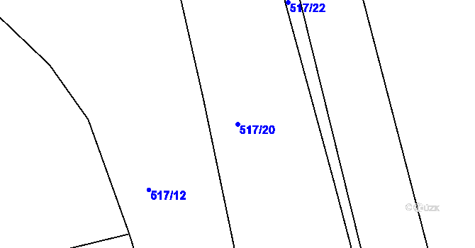 Parcela st. 517/20 v KÚ Dehtín, Katastrální mapa