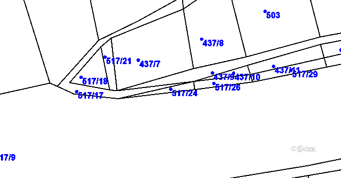 Parcela st. 517/24 v KÚ Dehtín, Katastrální mapa