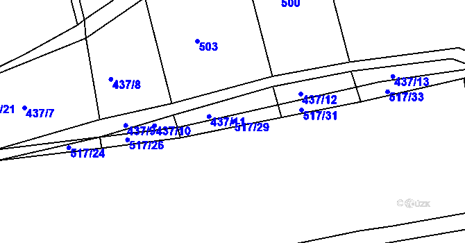 Parcela st. 517/29 v KÚ Dehtín, Katastrální mapa