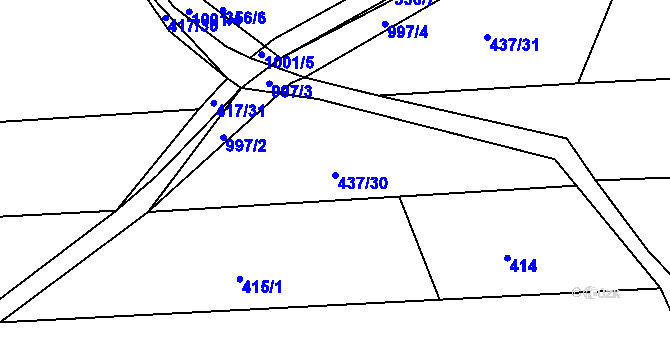 Parcela st. 437/30 v KÚ Dehtín, Katastrální mapa